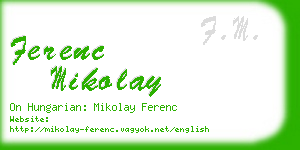 ferenc mikolay business card